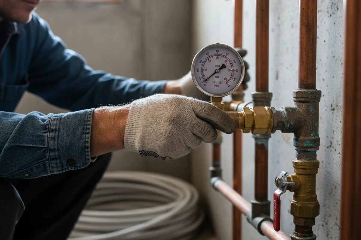 Pressure testing a repaired line during Water Line Repair in Ethridge
